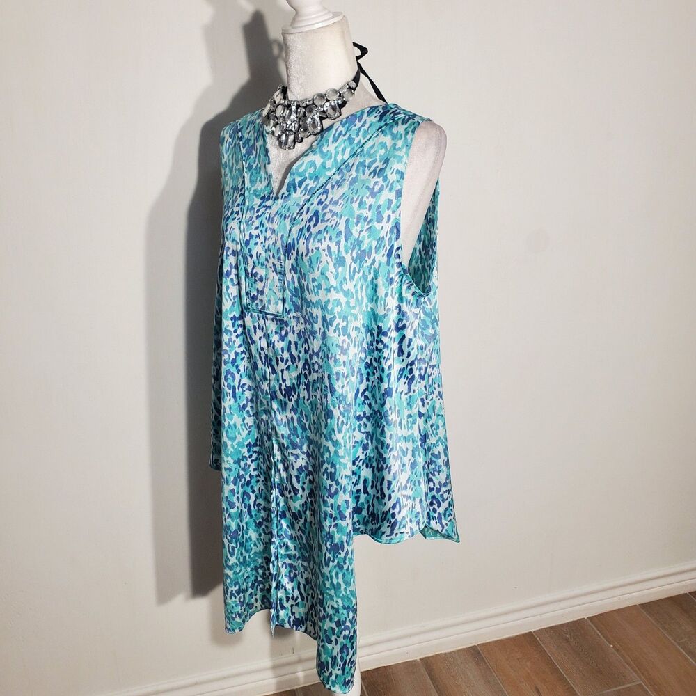 CHICO'S TUNIC BLUE SLEEVELESS NO INFO TAG SIZE 2  (M)